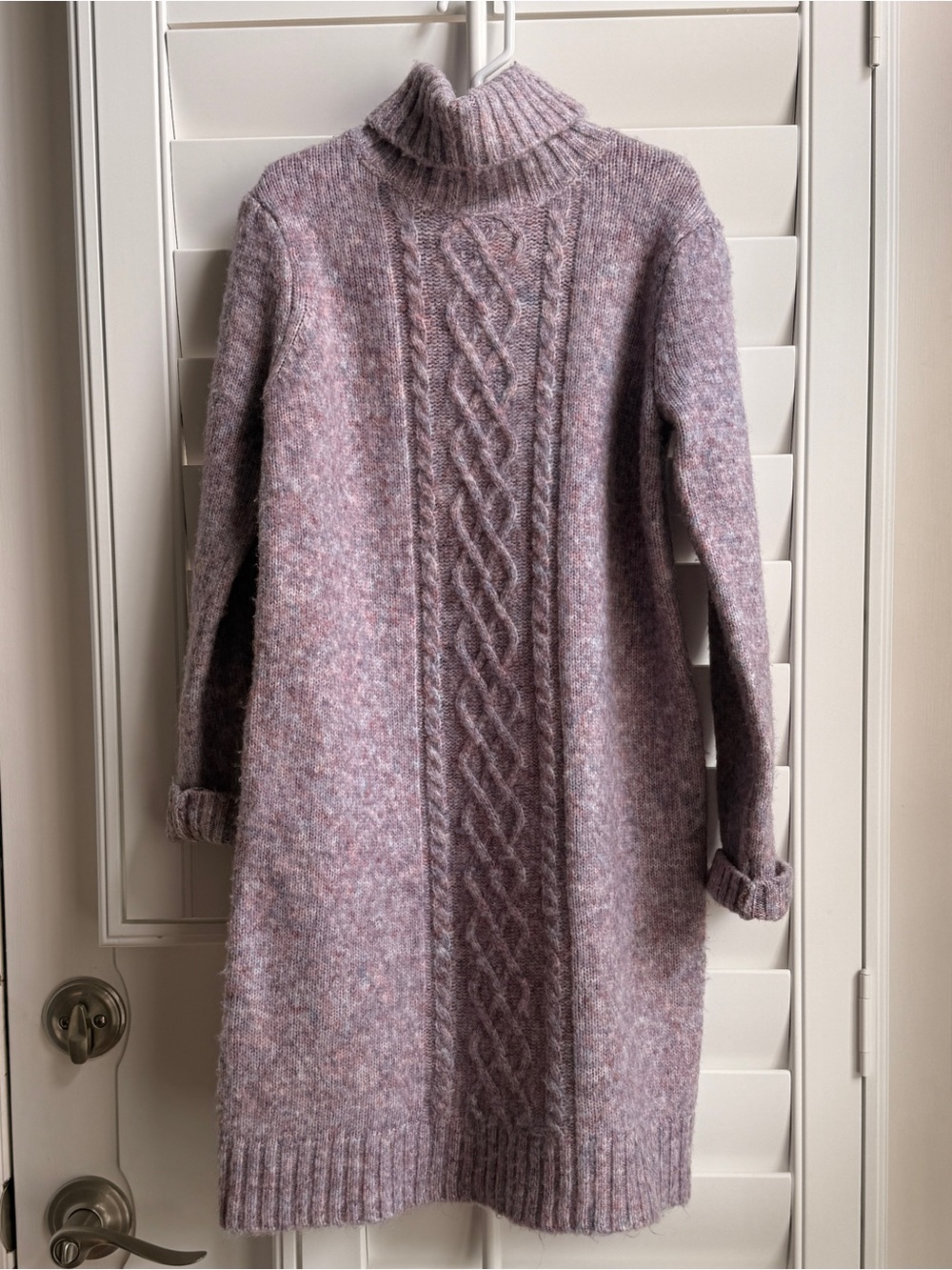 Janie and Jack Girls Lavender Cable-Knit Turtleneck Sweater Dress